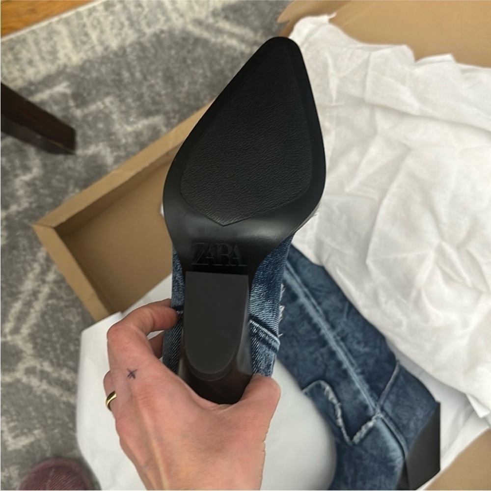 ZARA Denim Cowboy Boots 3051/210 - Picture 14 of 16